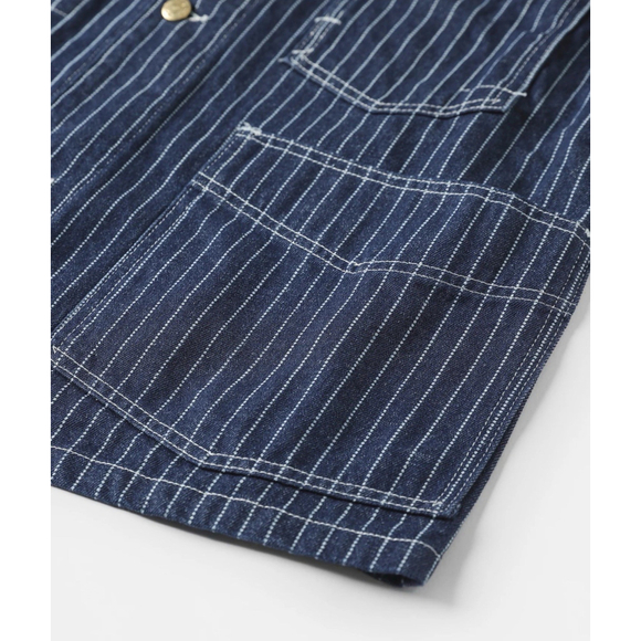 Non Stock Men's Retro Wabash Striped Railroad Denim Coat Chore Worker Jacket S - Picture 15 of 16